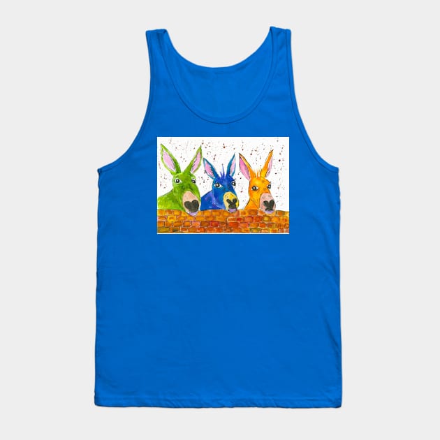 Three Quirky Colourful Donkeys chatting over the wall Tank Top by Casimirasquirkyart